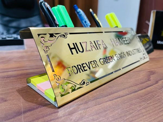 Customised Name Plated With Stationry Holder & Visiting Card Holder